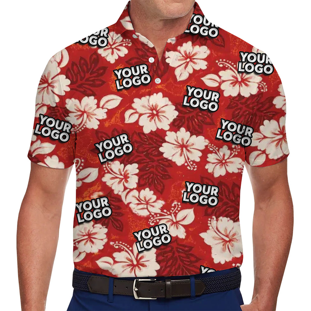 Custom Hibiscus Floral Design Polo Shirt With Logo - variant image 1