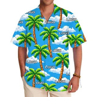 Custom Logo Palm Tree Hawaiian Shirt for Casual or Corporate Events