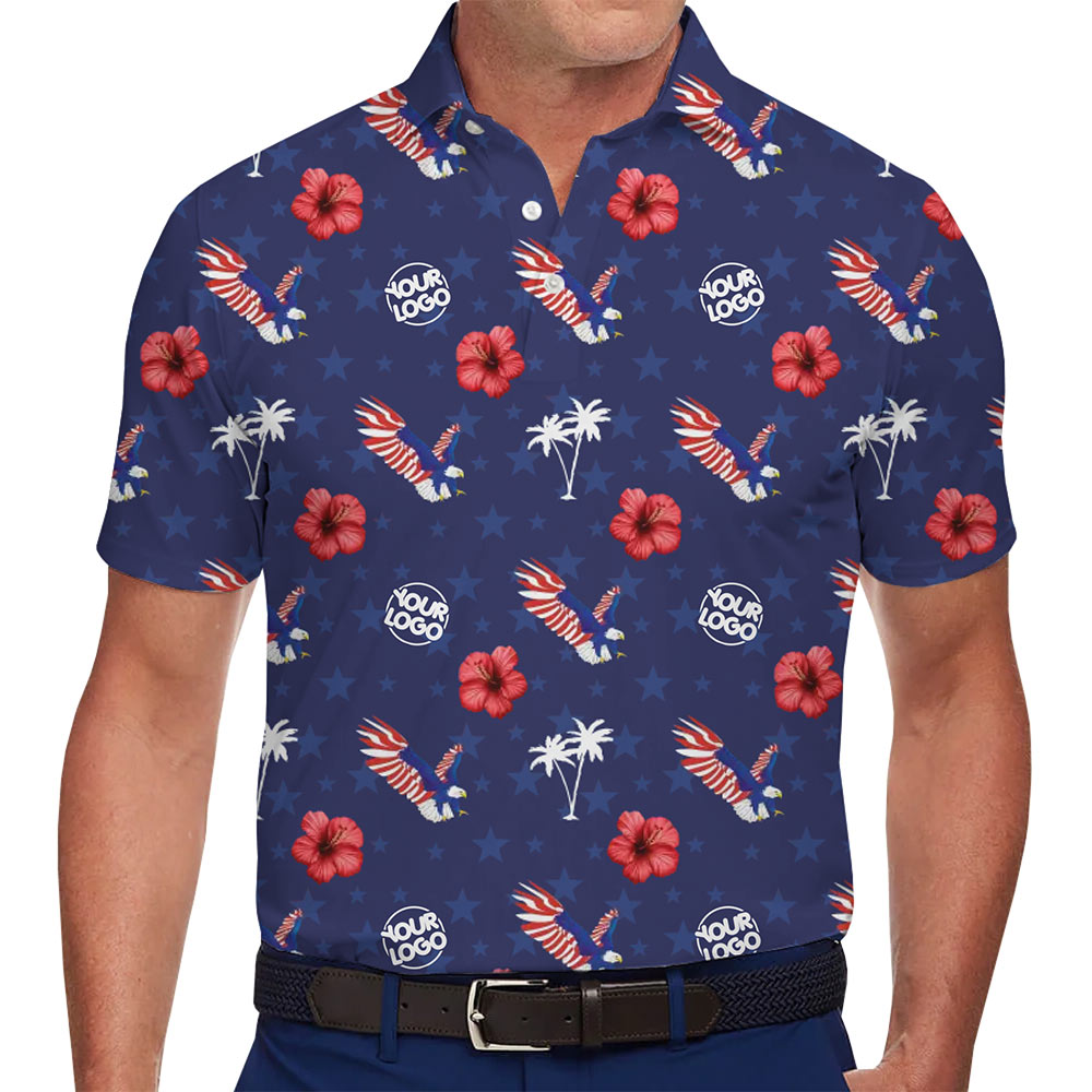 [Live Preview] Custom Logo Patriotic Eagle Polo Shirt - variant image 1