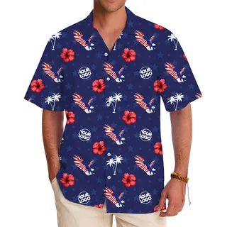 [Live Preview] Custom Logo Patriotic Eagle Hawaiian Shirt