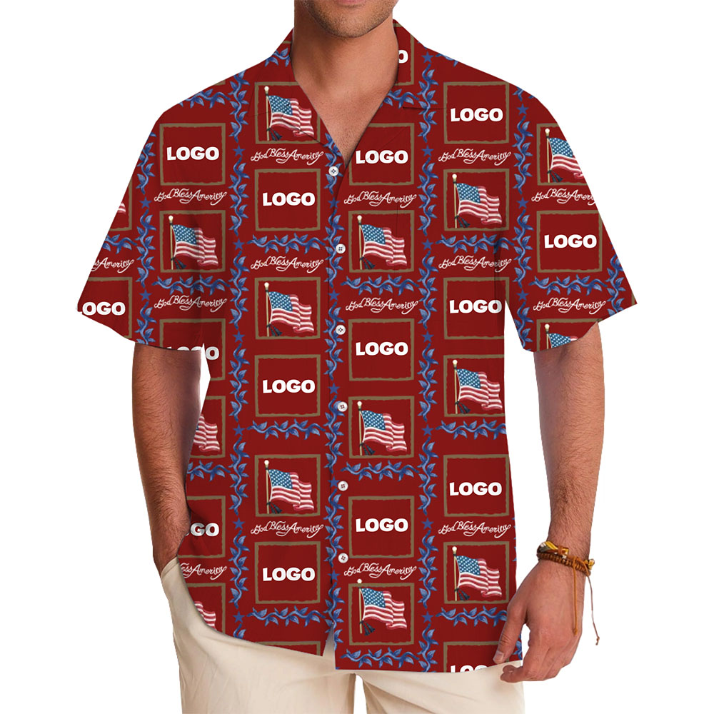 [Live Preview] Customize Patriotic Hawaiian Shirt with Logo - variant image 1