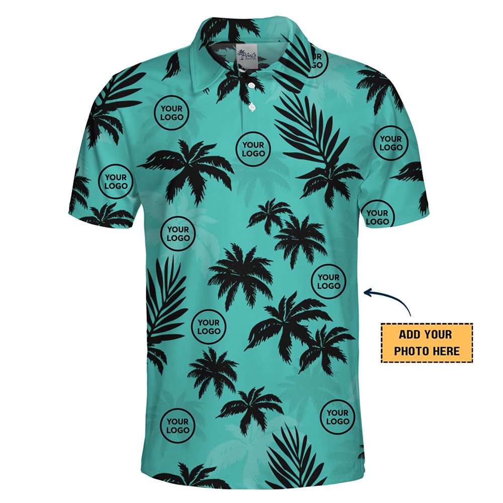 [Live Preview] Custom Logo Coastal Palm Polo Shirt