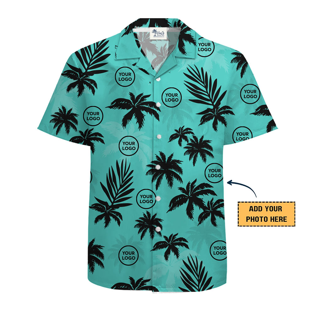 Custom Logo Palm Shadow Hawaiian Shirt With Live Preview