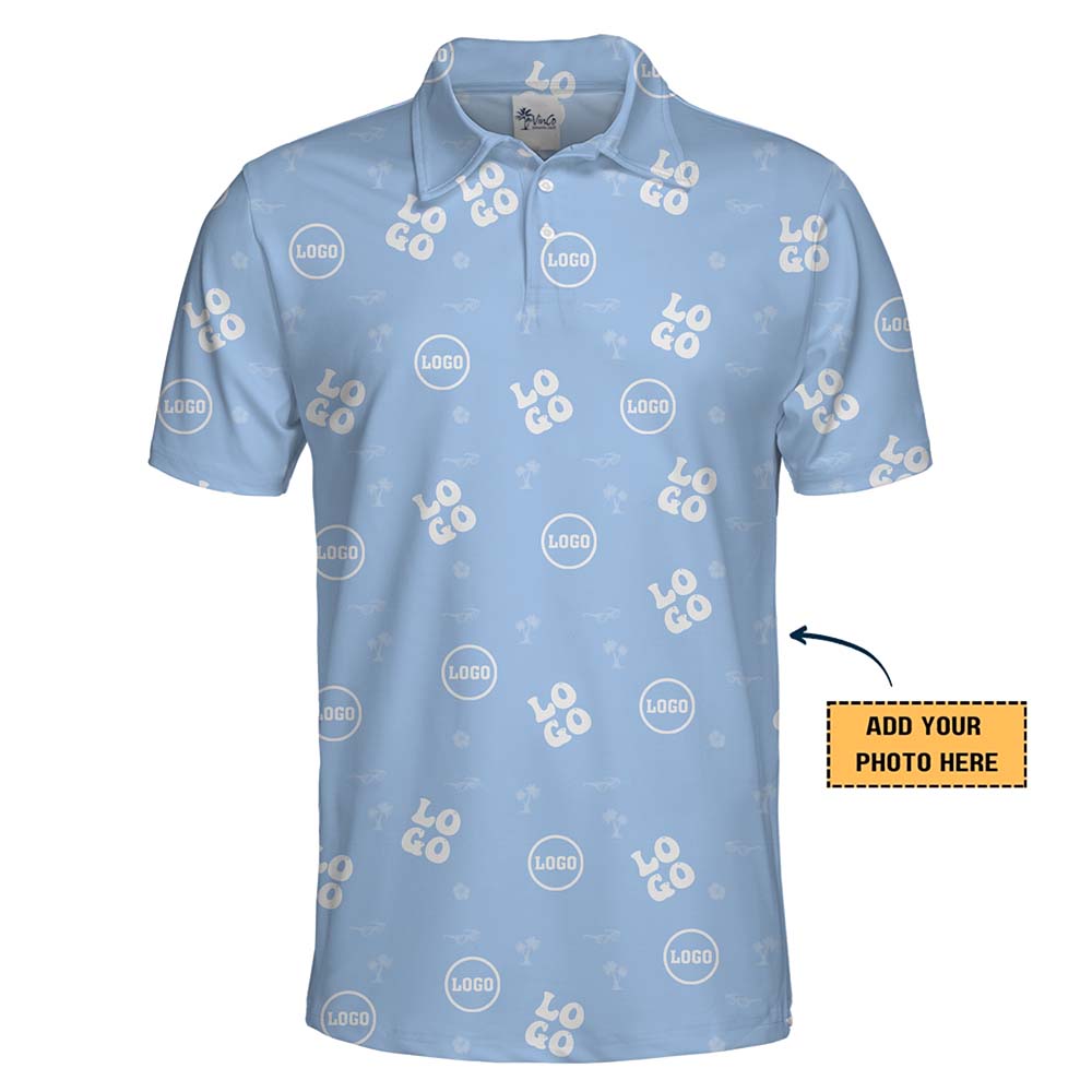 Custom Mens Light Blue Polo Shirt With Plus Size Guaranteed