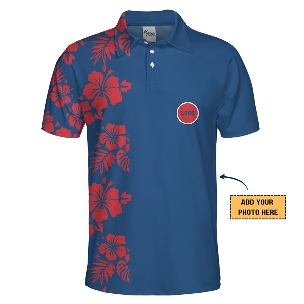 [Live Preview] Custom Logo Colorblock Floral Polo Shirt