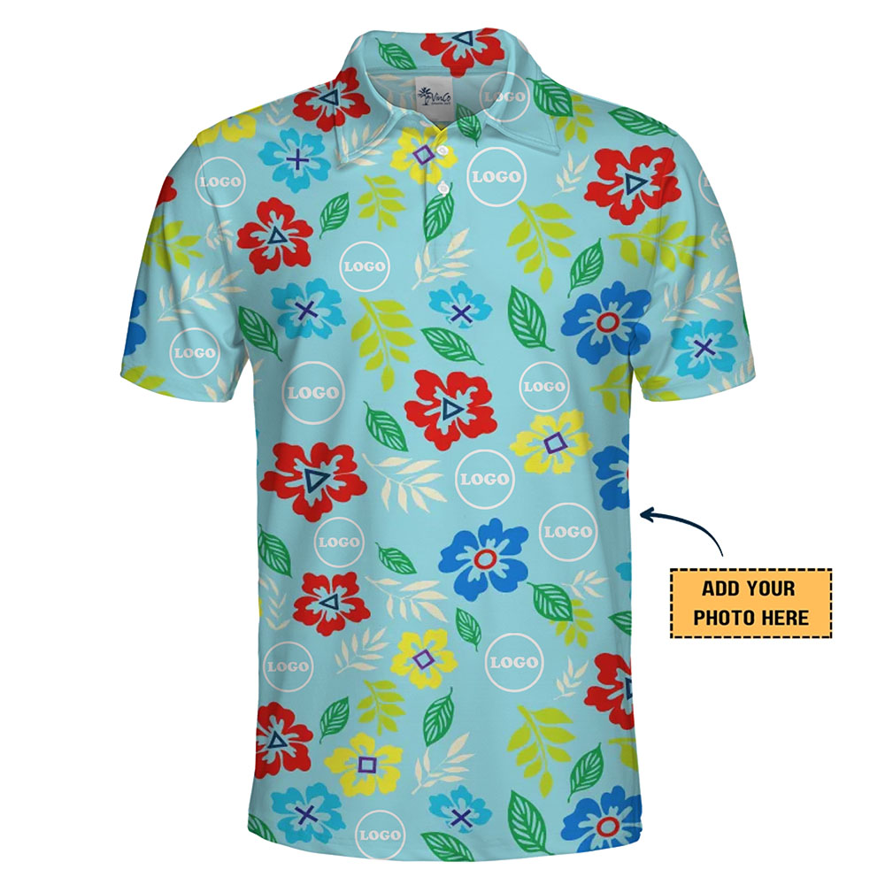 [Live Preview] Custom Logo Hibiscus Floral Polo Shirt