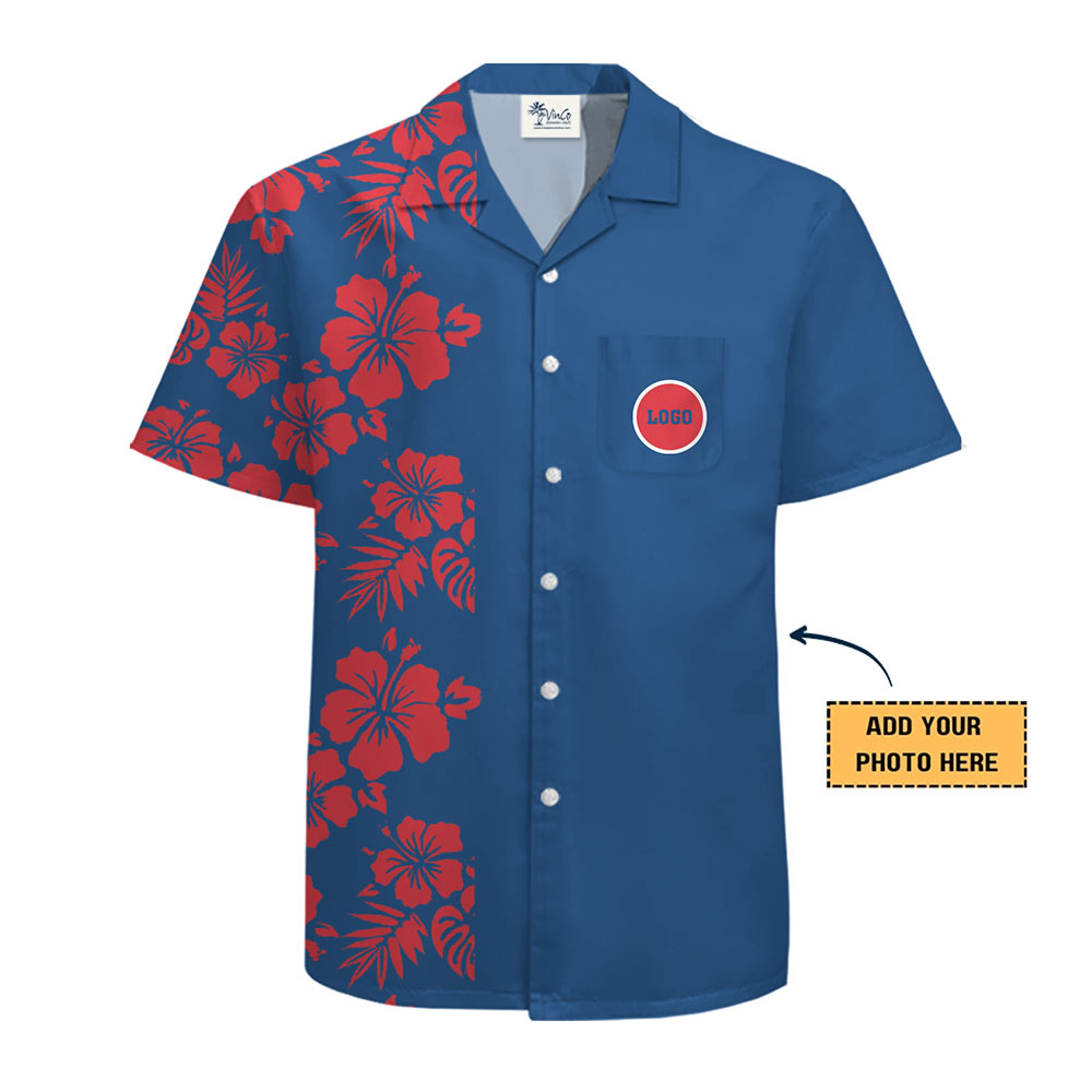 [Live Preview] Custom Logo Colorblock Floral Hawaiian Shirt