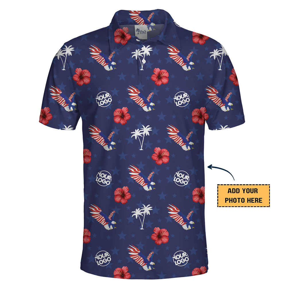[Live Preview] Custom Logo Patriotic Eagle Polo Shirt