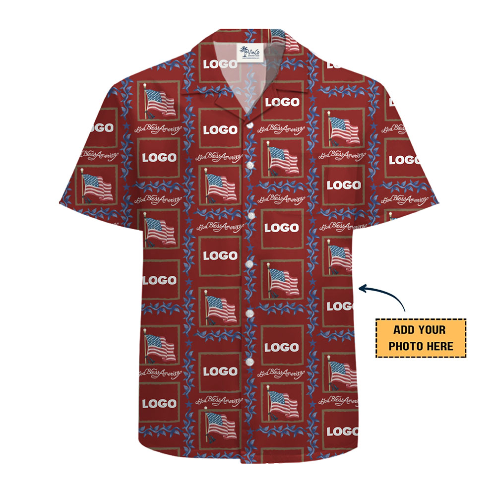 [Live Preview] Customize Patriotic Hawaiian Shirt with Logo