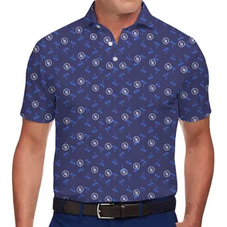 Comfortable and Trendy Polo Shirt with Unique Blue Patterns