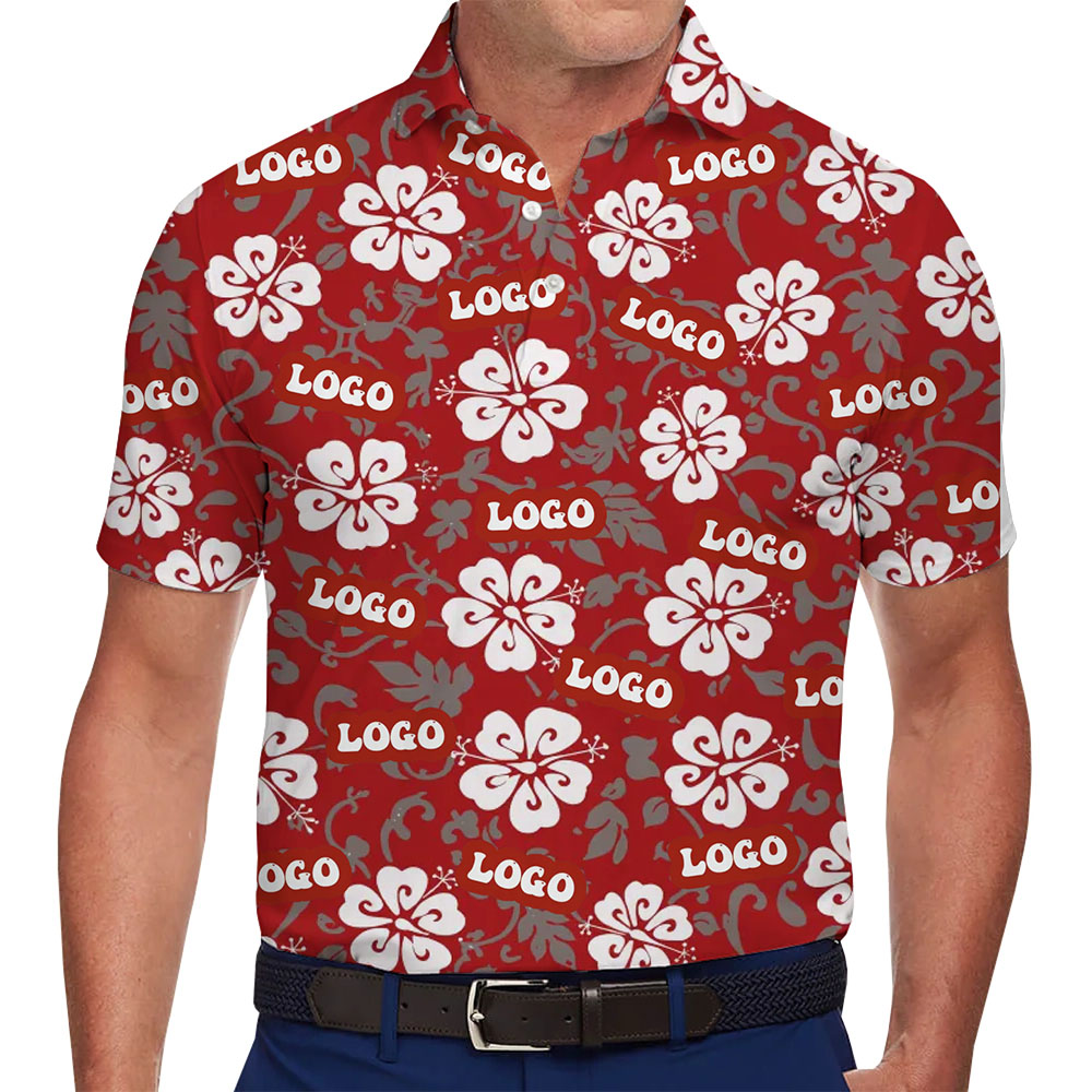 [Instant Preview] Personalized Hibiscus Flower Logo Polo Shirt - variant image 1
