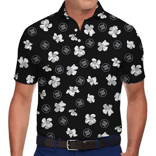 [Live Preview] Custom Logo Monochrome Floral Polo Shirt