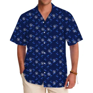 Navy Custom Hawaiian Shirt with Logo for Business and Hospitality Teams