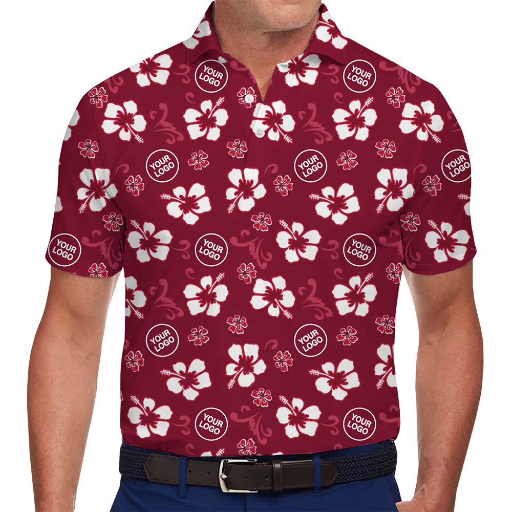 Vintage Red Hibiscus Polo Shirt With Your Logo - variant image 1