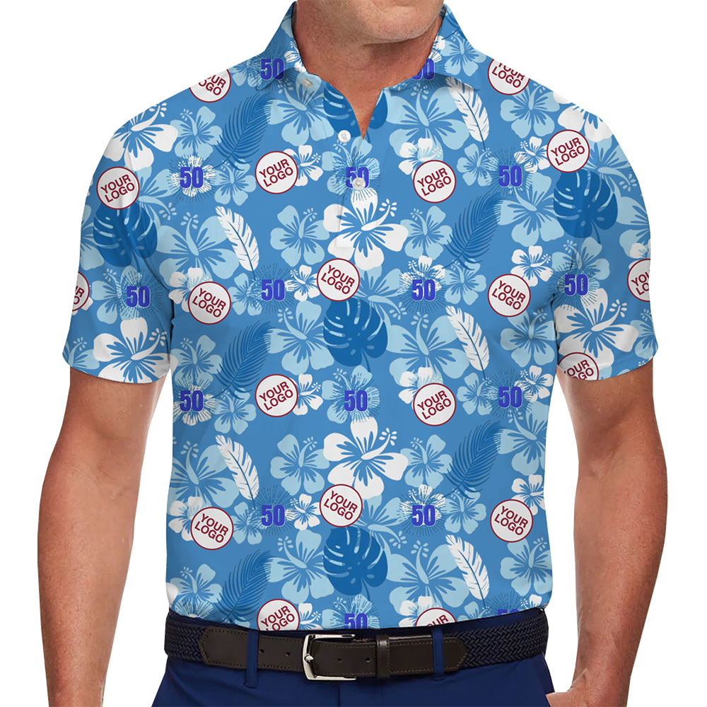 Personalized Blue Hawaiian Polo Shirt for Corporate Events - variant image 1