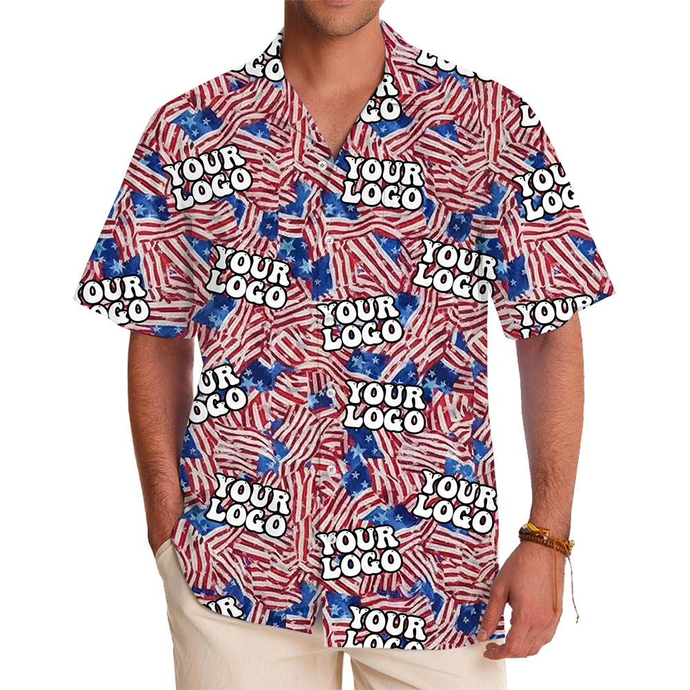 Personalized Patriotic Hawaiian Shirt with Your Logo for Bold Branding - variant image 1