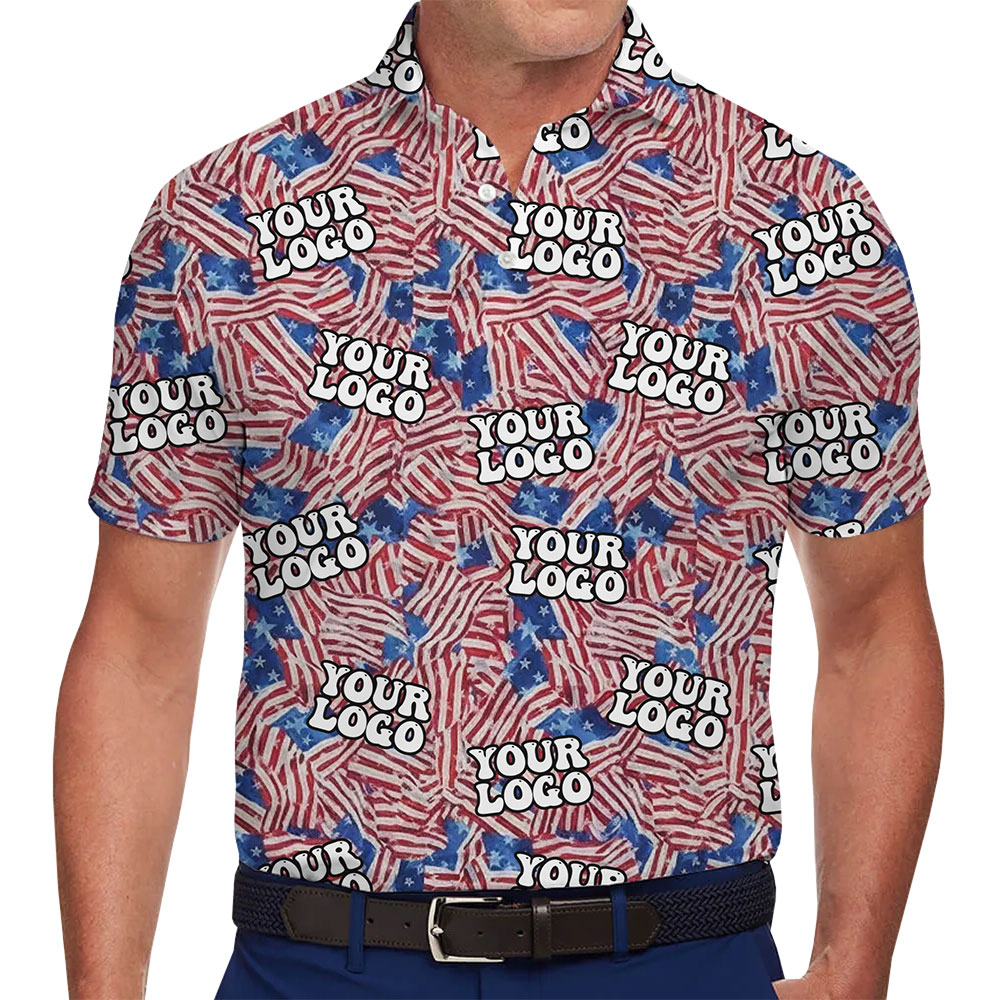 Custom American Flag Polo Shirt with Your Logo and Patriotic Branding - variant image 1
