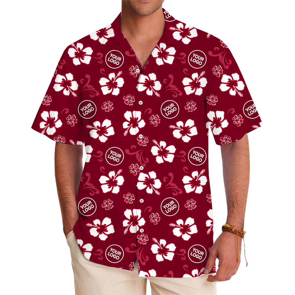 Vintage Red Hibiscus Hawaiian Shirt With Your Logo - variant image 1