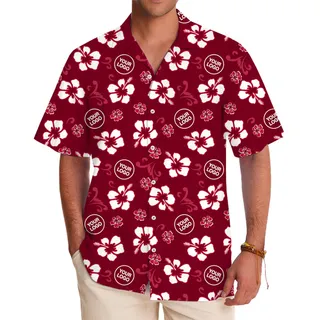 Vintage Red Hibiscus Hawaiian Shirt With Your Logo