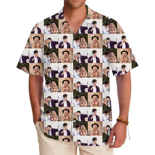 [Up to 4 Photos] Personalized Photos Hawaiian Shirt Live Preview