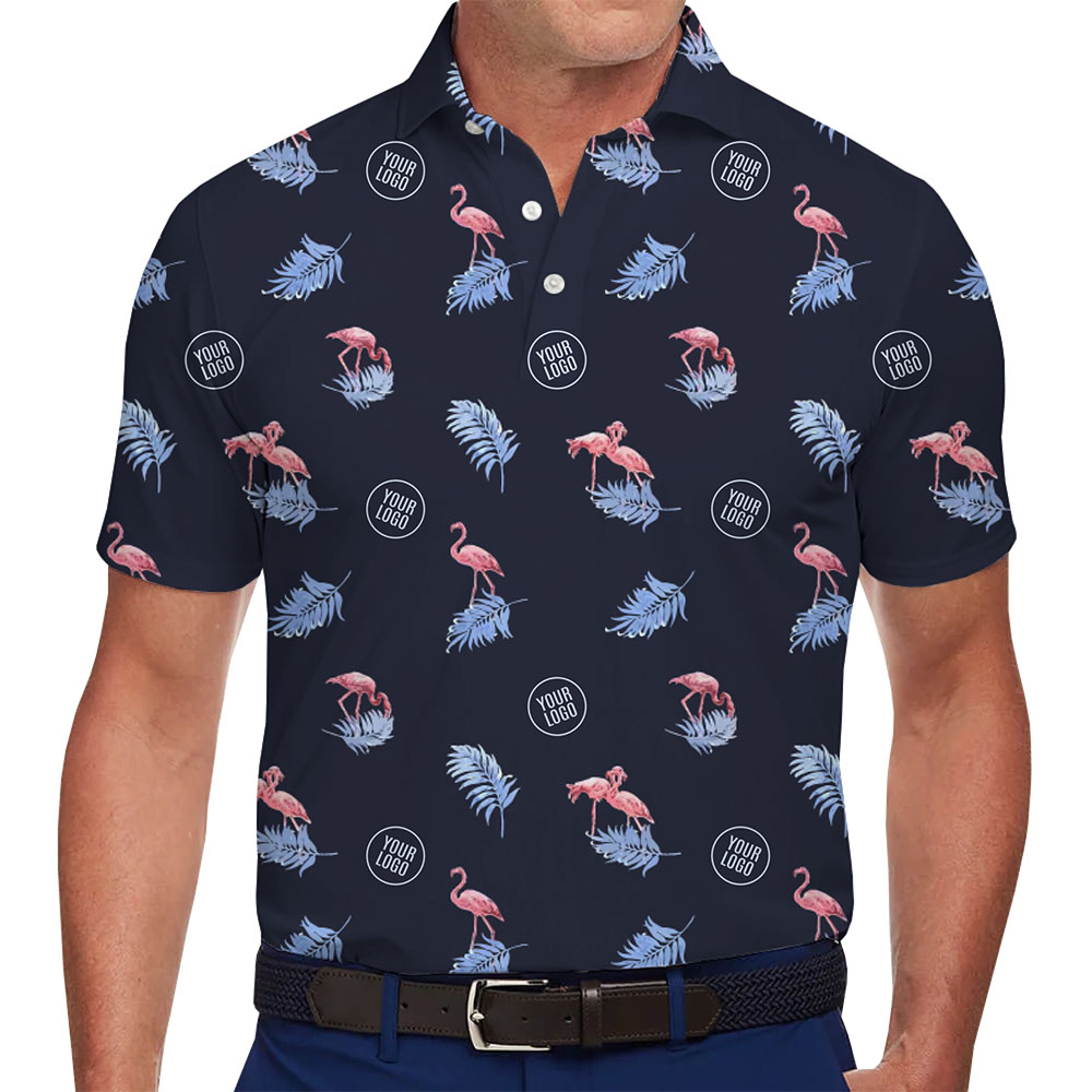 [Live Preview] Personalized Flamingo Polo Shirt with Logo - variant image 1