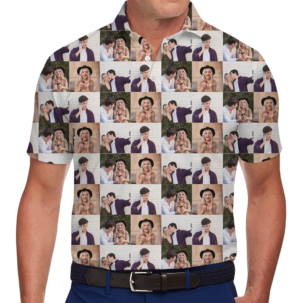 [Live Preview] Custom Multiple Photos Polo Shirt - variant image 1