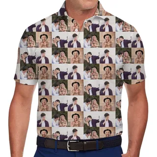 [Live Preview] Custom Multiple Photos Polo Shirt