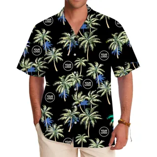 Custom Tropical Palm Tree Hawaiian Shirt With Business Logo