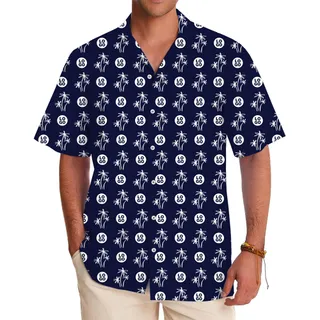 [Live Preview] Custom Palm Print Aloha Shirt with Repeating Logo