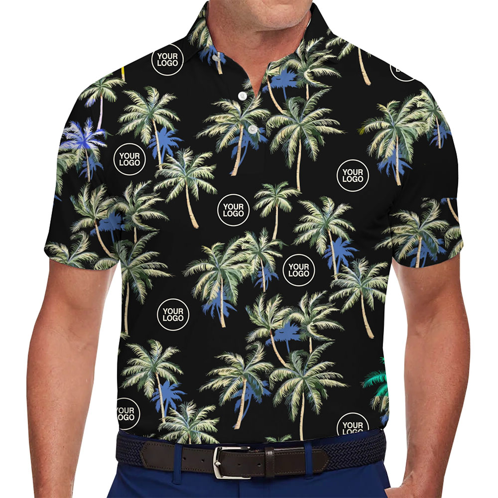 Customize All Over Print Palm Logo Polo Shirt Live Preview - variant image 1
