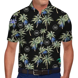 Customize All Over Print Palm Logo Polo Shirt Live Preview