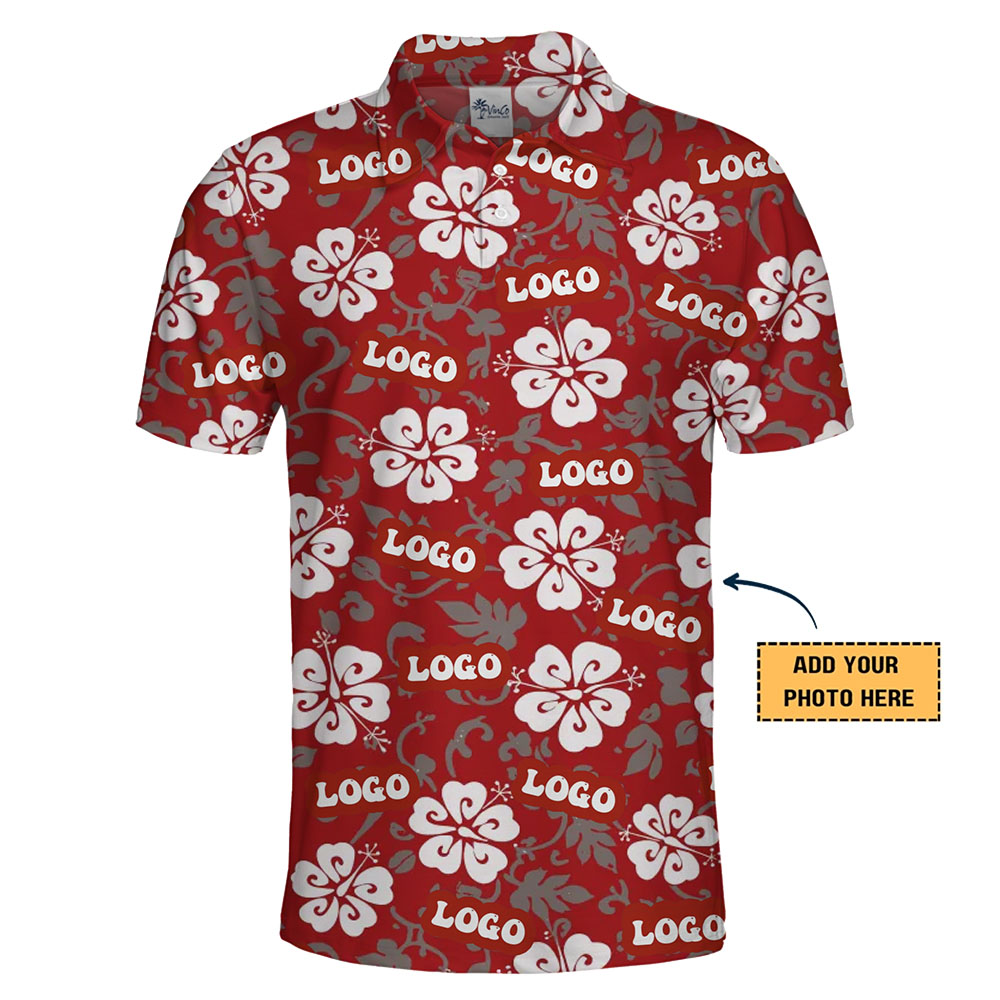 [Instant Preview] Personalized Hibiscus Flower Logo Polo Shirt