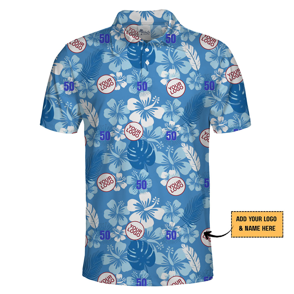 Personalized Blue Hawaiian Polo Shirt for Corporate Events