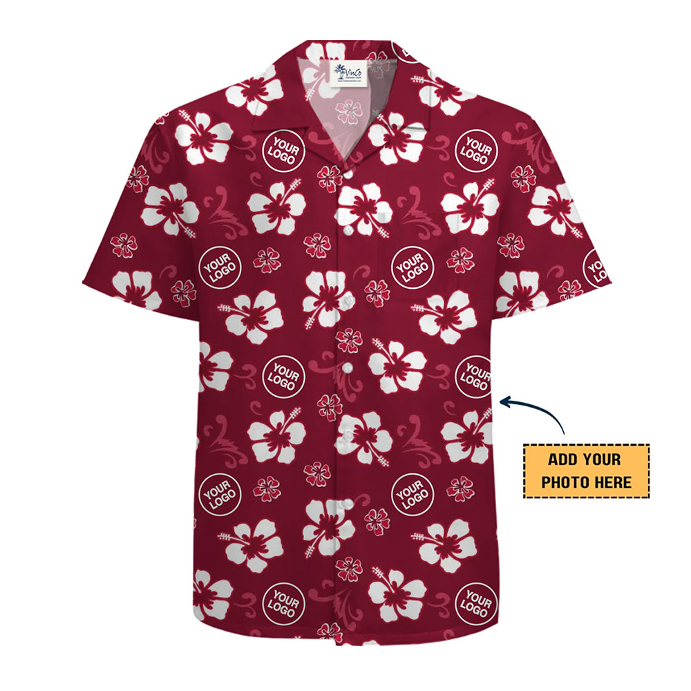 Vintage Red Hibiscus Hawaiian Shirt With Your Logo
