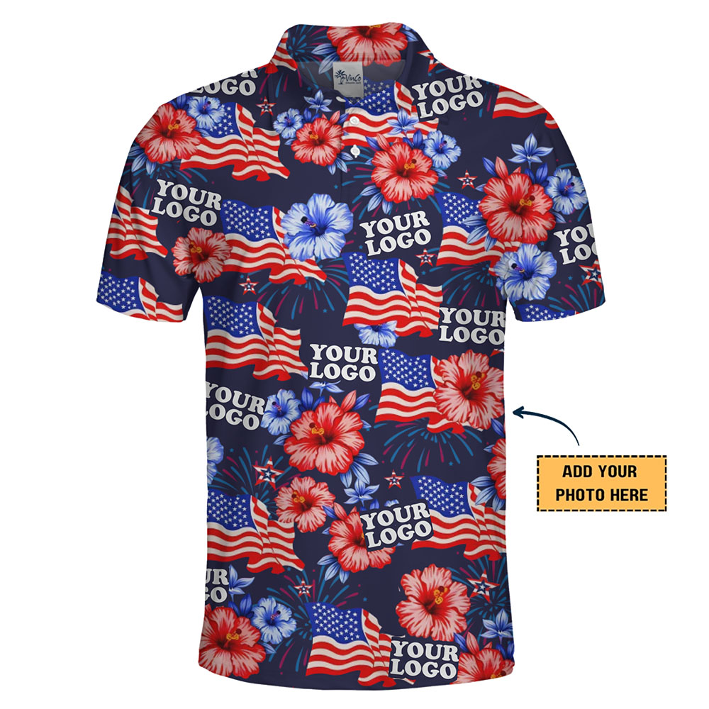 Custom 4th of July Polo Shirt with Company Logo