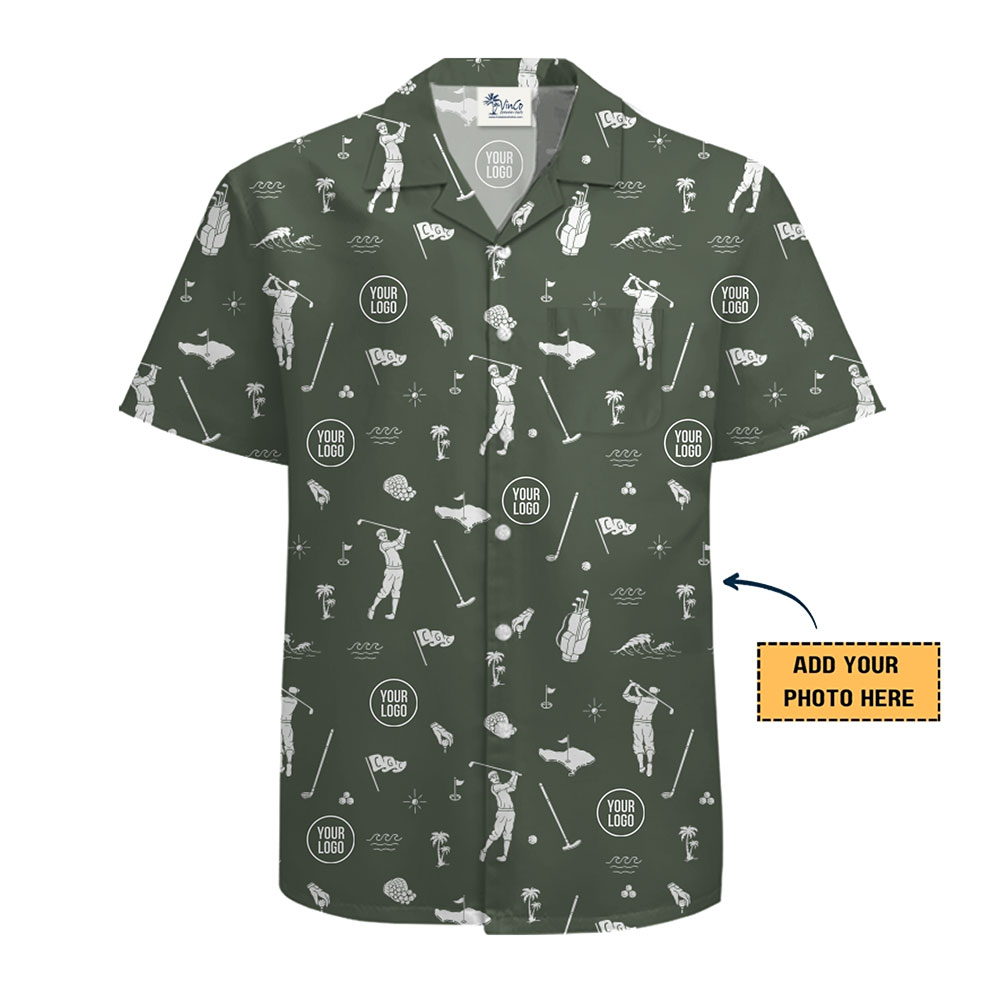 [Live Preview] Custom Logo Golf Themed Hawaiian Shirt