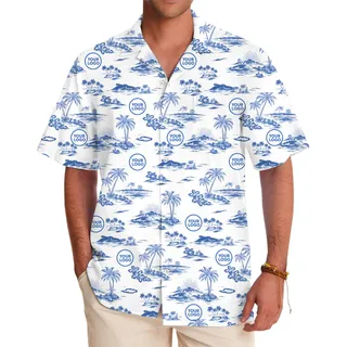 Custom Tropical Aloha Shirt with Repeating Logo Live Preview