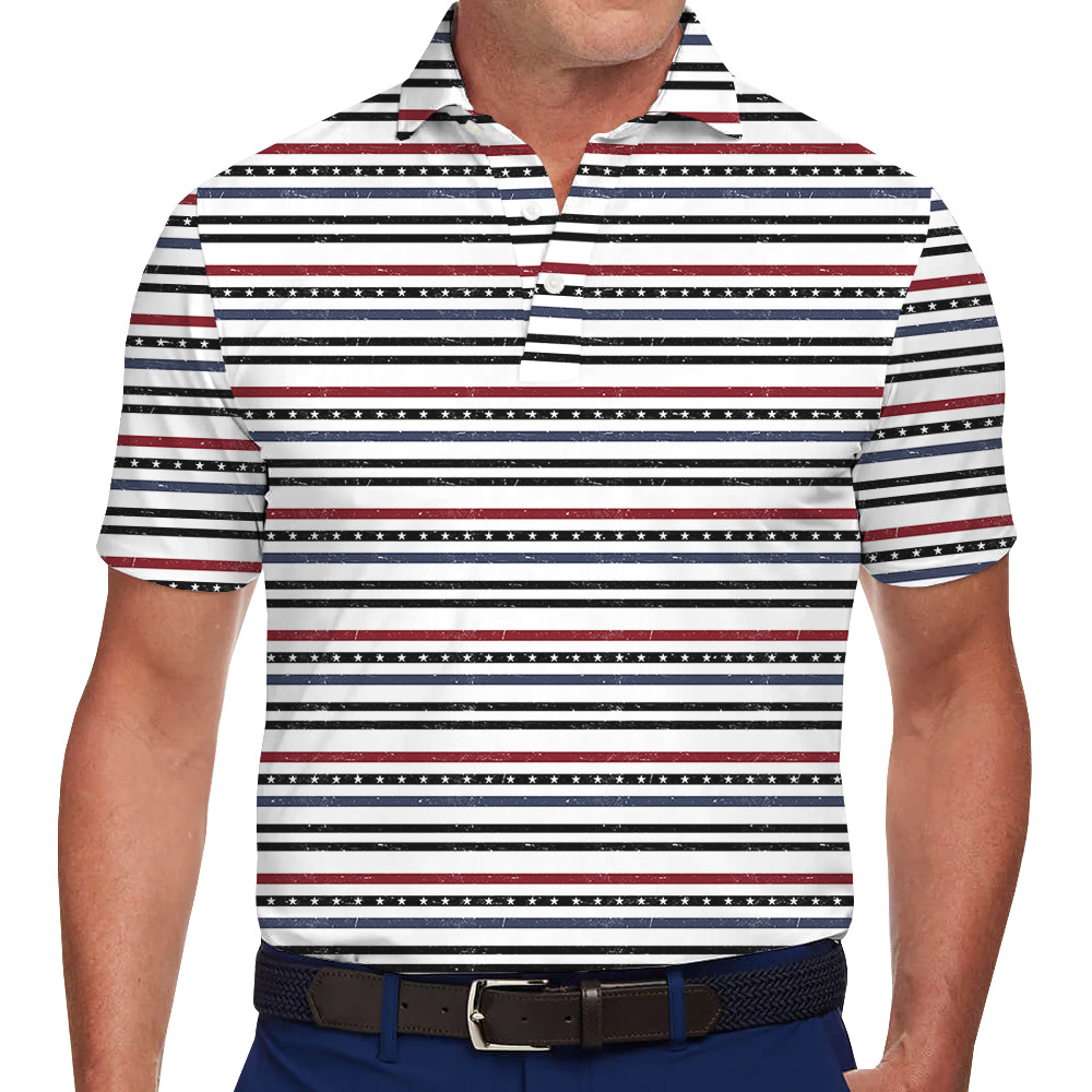Modern Striped Patriotic Polo Shirt - variant image 1