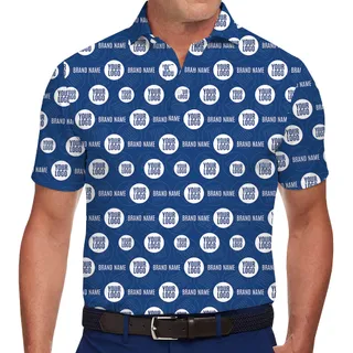 All Over Print Corporate Logo Collared Polo Shirt