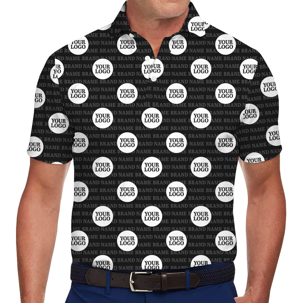 Custom Logo Repeat Pattern Collared Polo Shirt - variant image 1