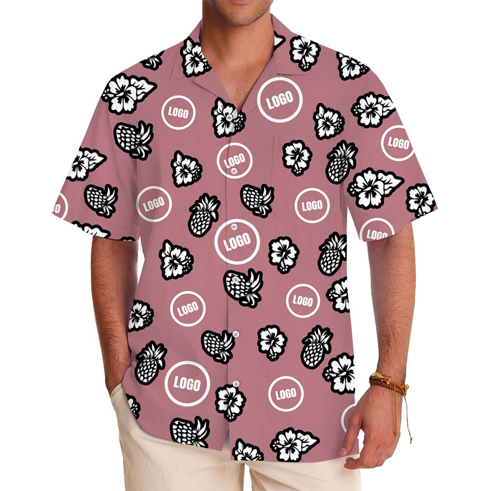 Pink Pineapple Hawaiian Shirt With Custom Logo - variant image 1