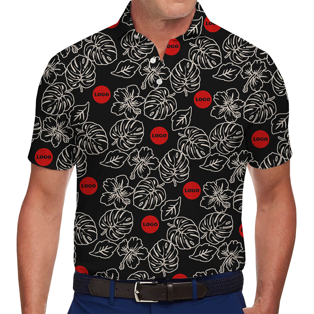 [Live Preview] Personalized Tropical All Over Print Logo Polo Shirt - variant image 1