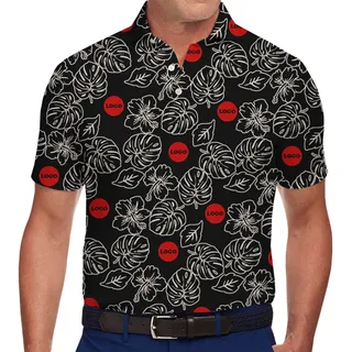[Live Preview] Personalized Tropical All Over Print Logo Polo Shirt