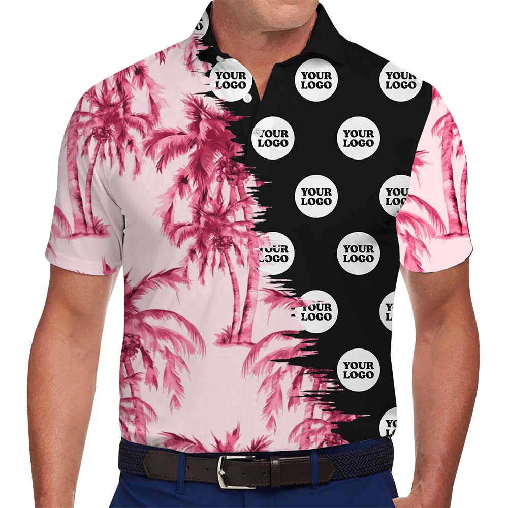 Custom Pink Palm Tree Golf Polo With Logo - variant image 1