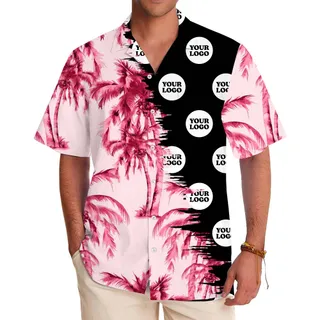 Pink Palm Tree Custom Hawaiian Shirts With Logo