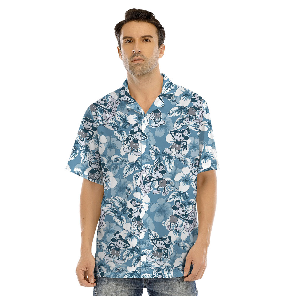 Family Matching Mickey Steamboat Willie Blue Hawaiian Outfits