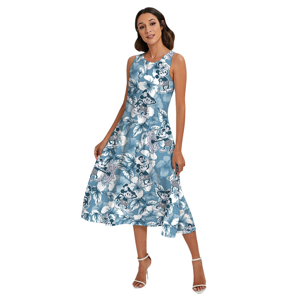 Family Matching Mickey Steamboat Willie Blue Hawaiian Outfits