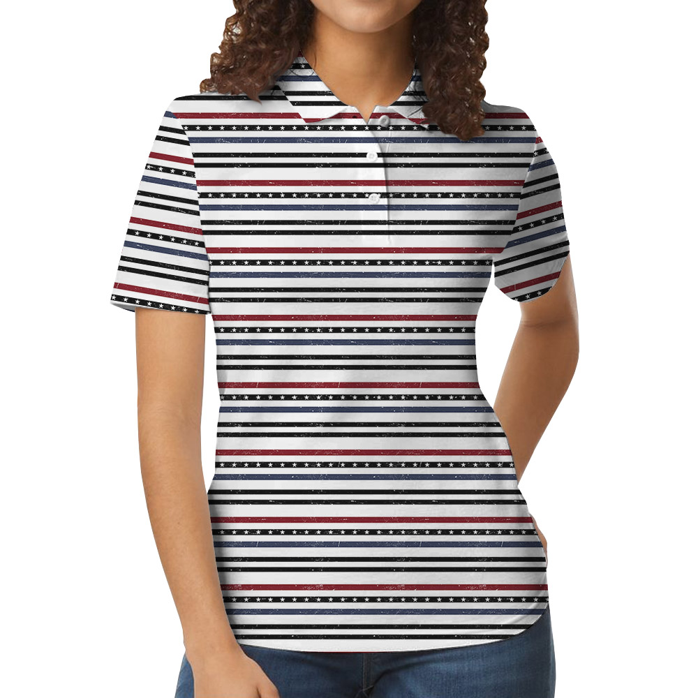 Modern Striped Patriotic Polo Shirt