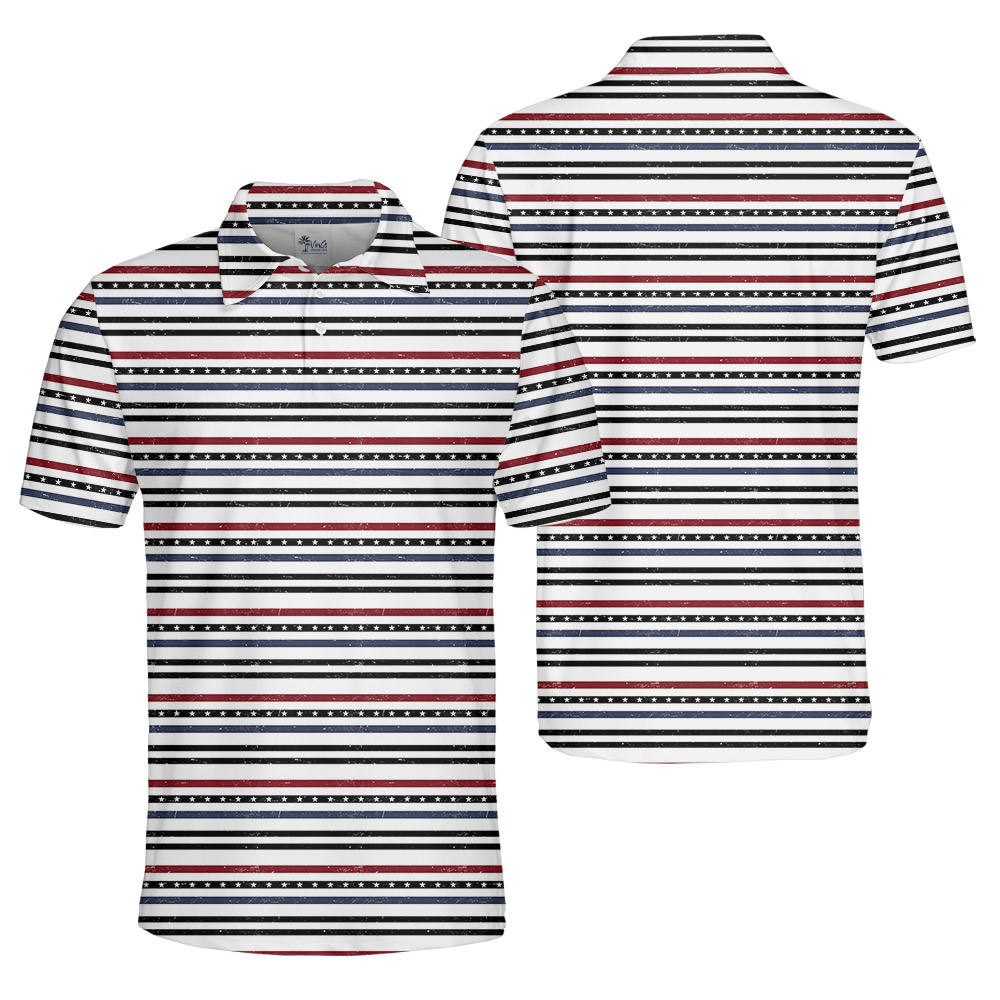 Modern Striped Patriotic Polo Shirt