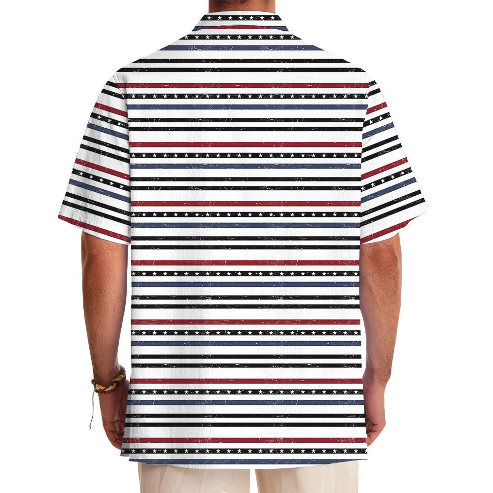Modern Striped Patriotic Button-Up Shirt